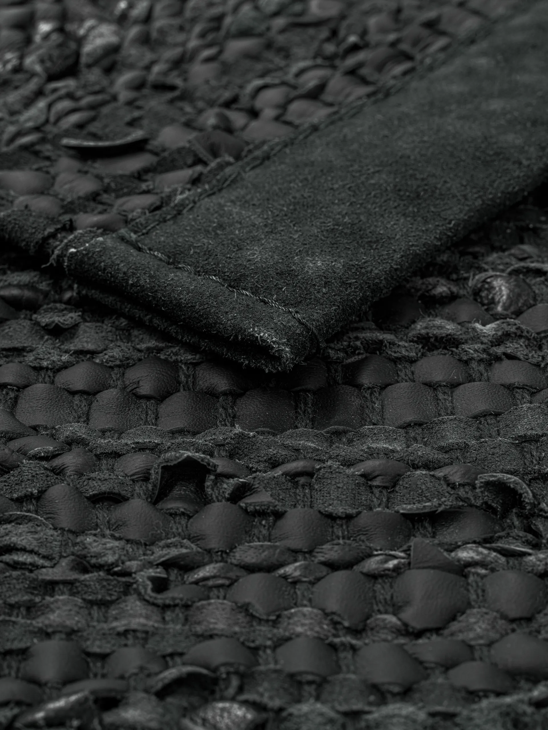 Leather 地毯  65x135 cm, dark 灰色 (dark 灰色) Rug Solid