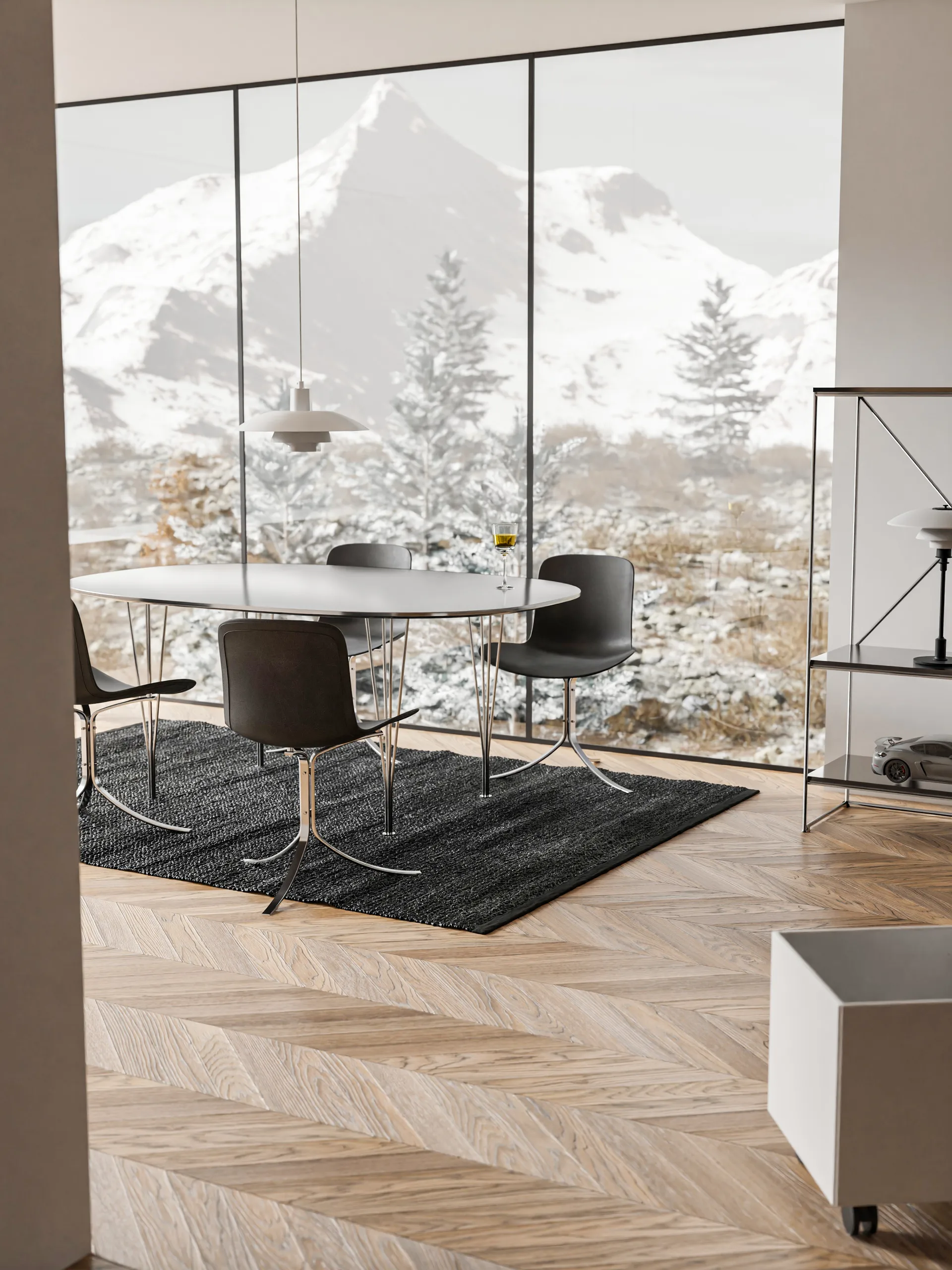 Leather 地毯  65x135 cm, 黑色 (黑色) Rug Solid