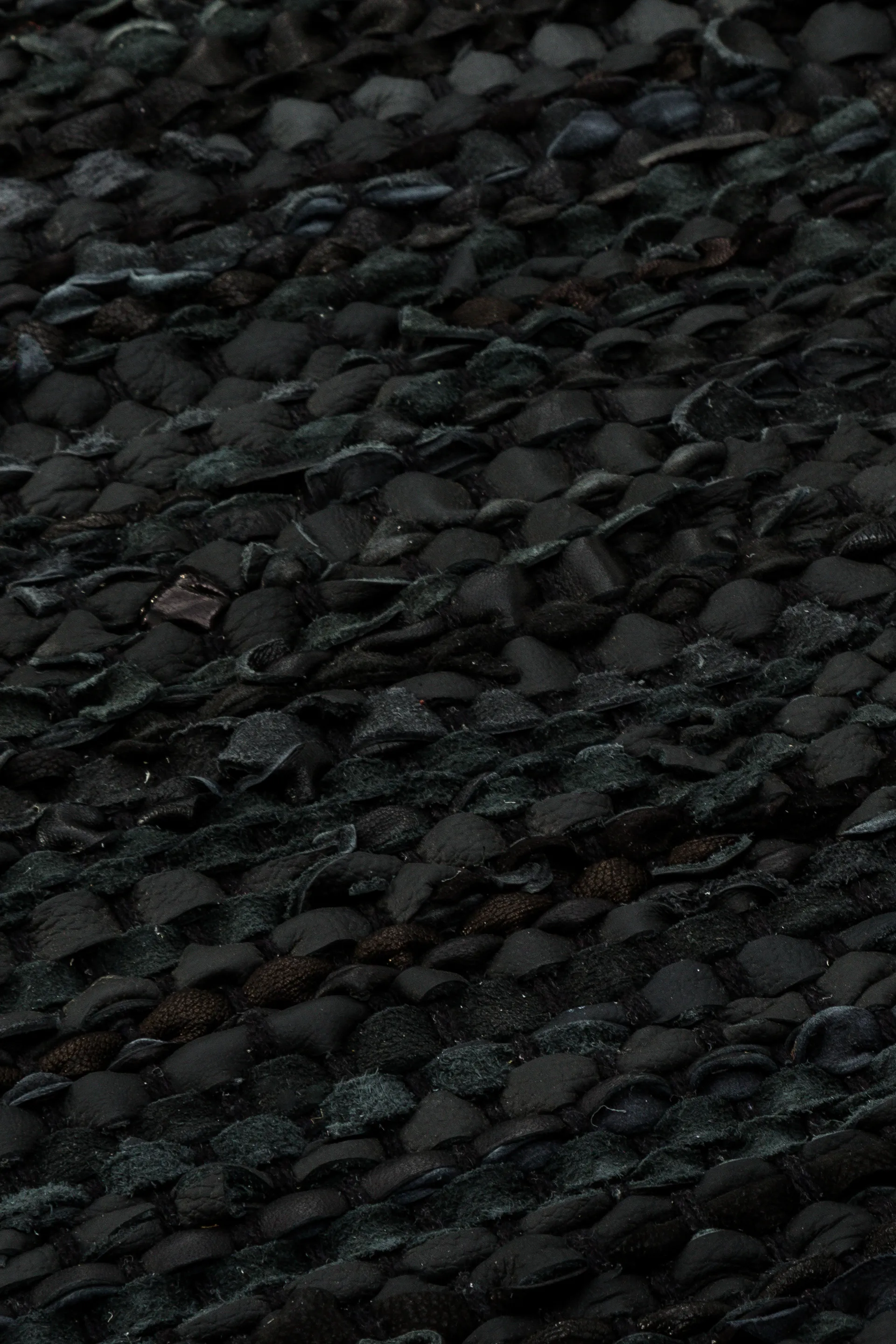 Leather 地毯  65x135 cm, 黑色 (黑色) Rug Solid