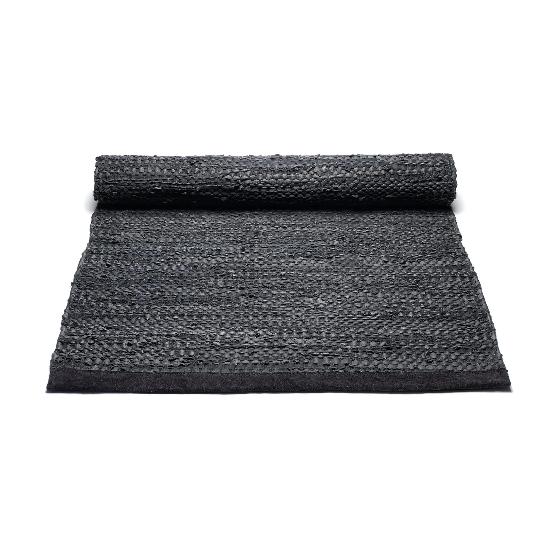 Leather 地毯  65x135 cm, 黑色 (黑色) Rug Solid