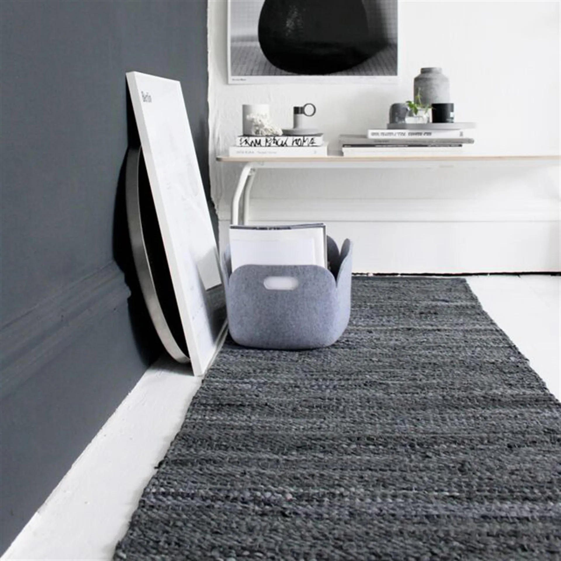 Leather 地毯  65x135 cm, 黑色 (黑色) Rug Solid