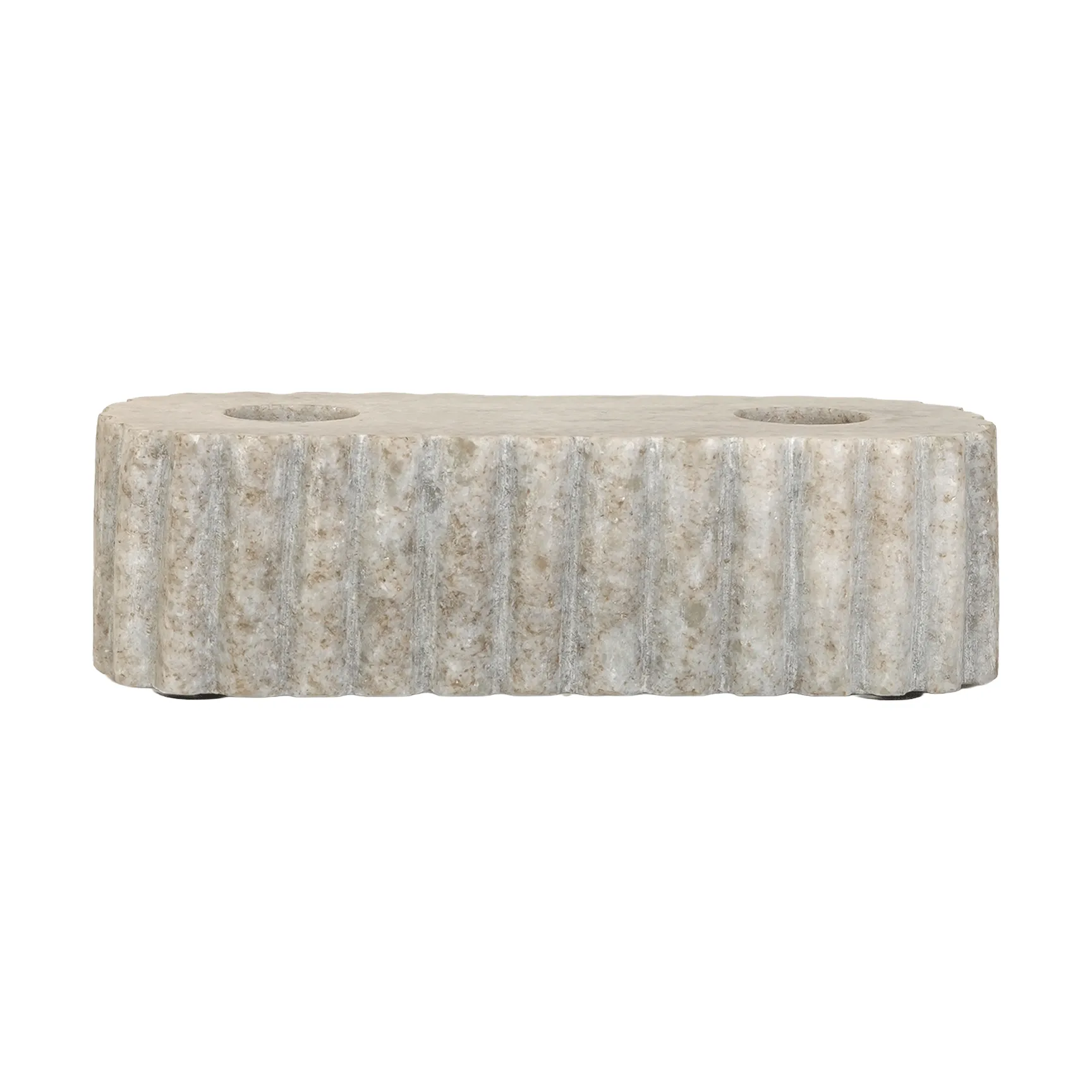 石质双烛烛台, 石灰华大理石，15x6x4cm Sagaform