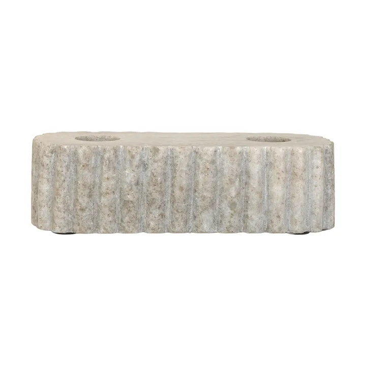 石质双烛烛台 - 石灰华大理石，15x6x4cm - Sagaform