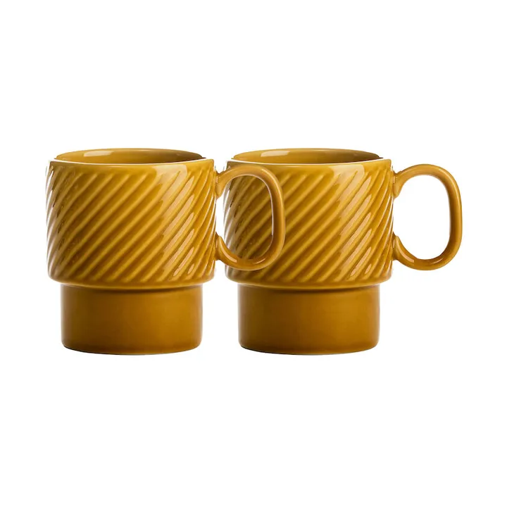 Coffee & More 咖啡马克杯2件装 - 黄色 - Sagaform