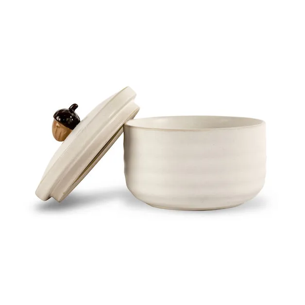 Ellen 橡果带盖罐 Ø13.5cm - 米白色 - Sagaform