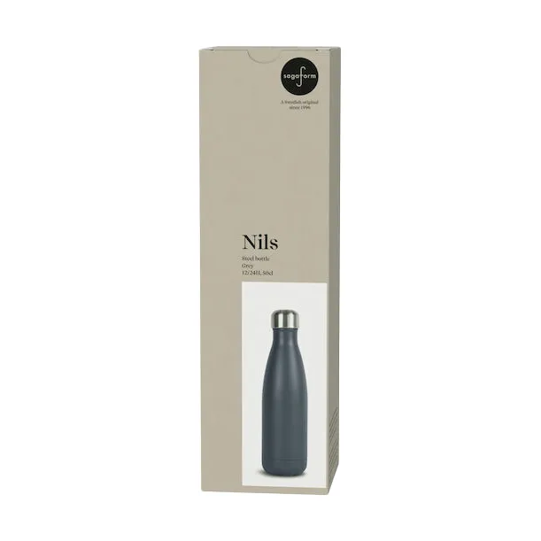Nils steel bottle 50 cl, 灰色 Sagaform