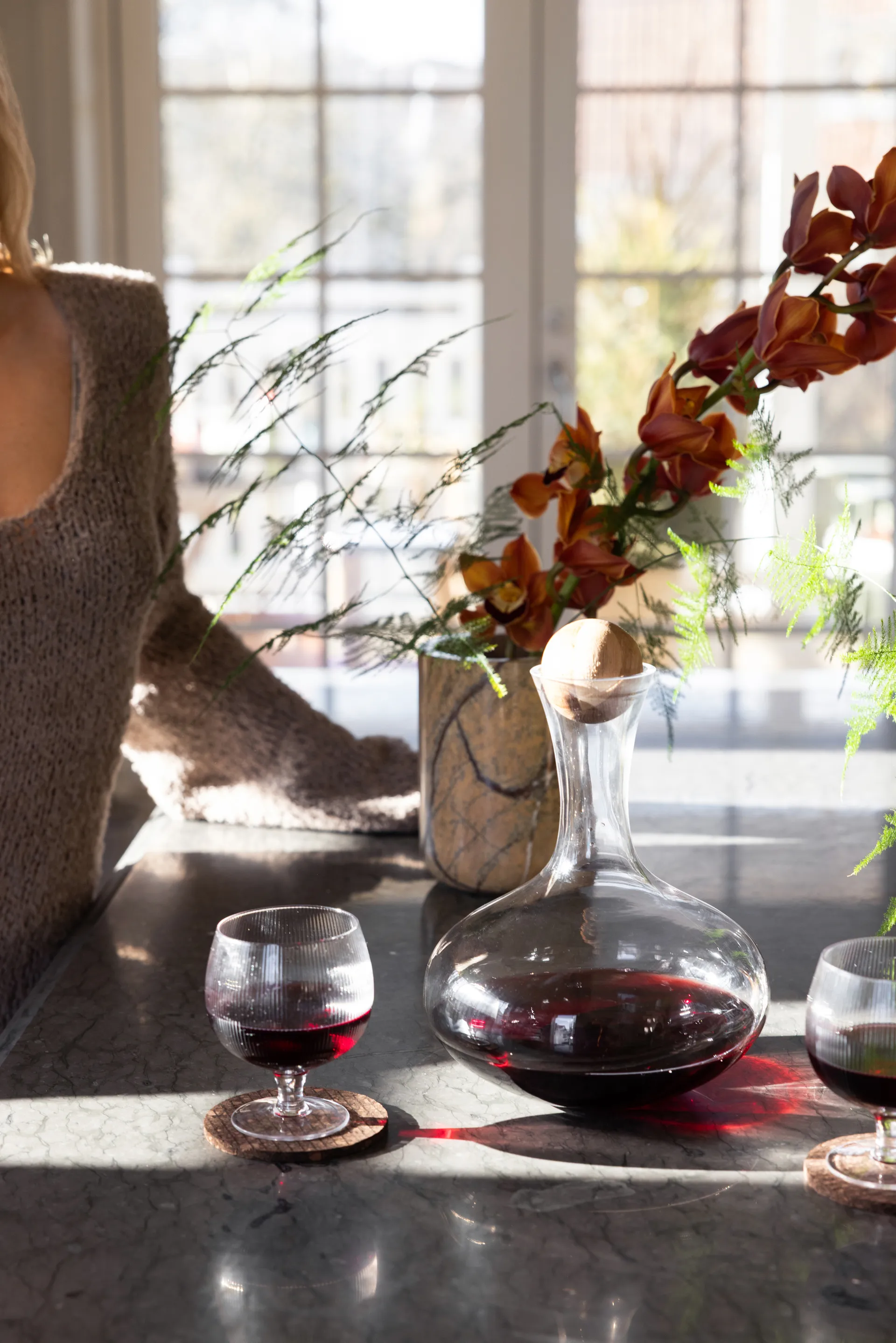 Stone 香槟红酒冰桶/冷酒器 Ø12.5 cm, 棕色森林大理石 Sagaform