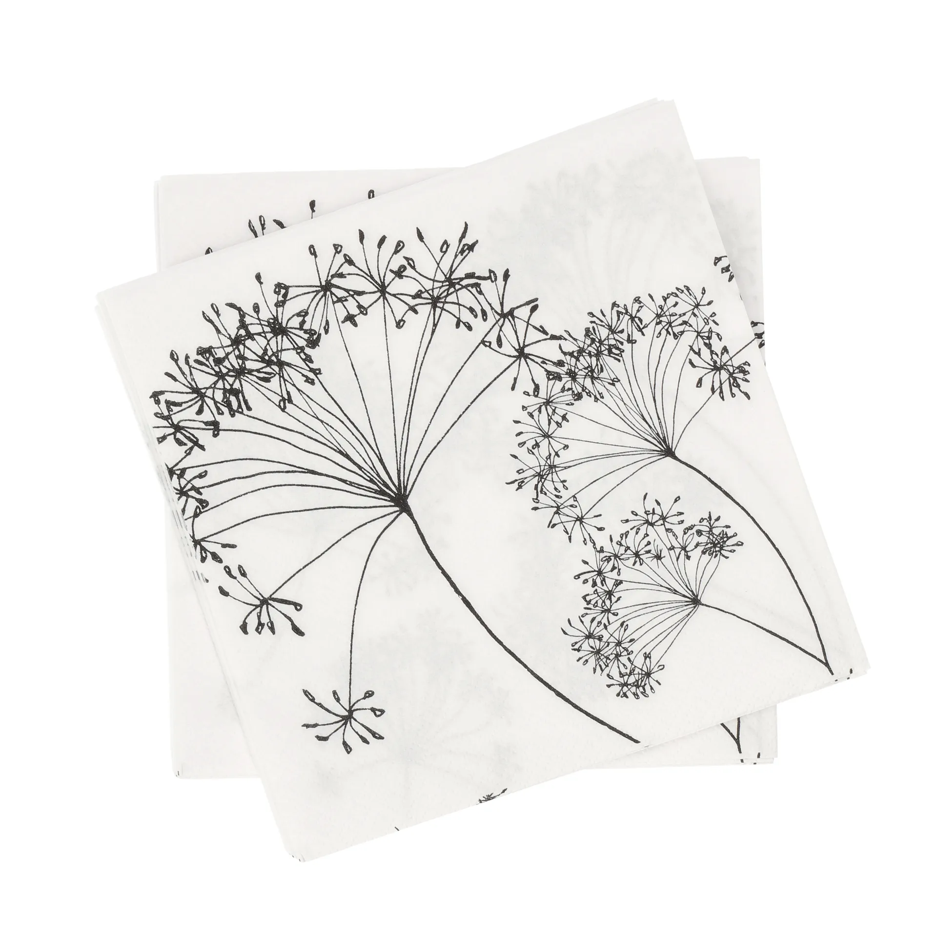 Botanical植物图案纸质餐巾纸, 白黑色_20件装_33x33cm Scandi Essentials