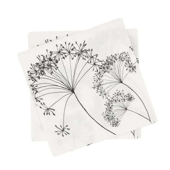 Botanical植物图案纸质餐巾纸 - 白黑色_20件装_33x33cm - Scandi Essentials
