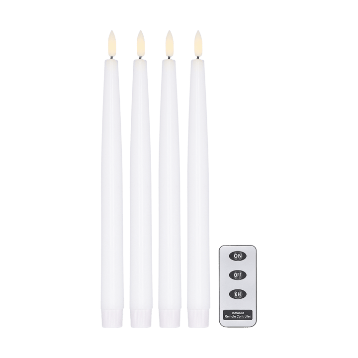 Bright LED-candle 28.5 cm 四件套装 with remote control - 白色 - Scandi Essentials