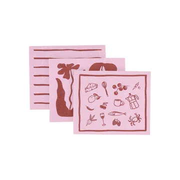Daily印花图案厨房洗碗布抹布 - 粉色_3件装 - Scandi Essentials