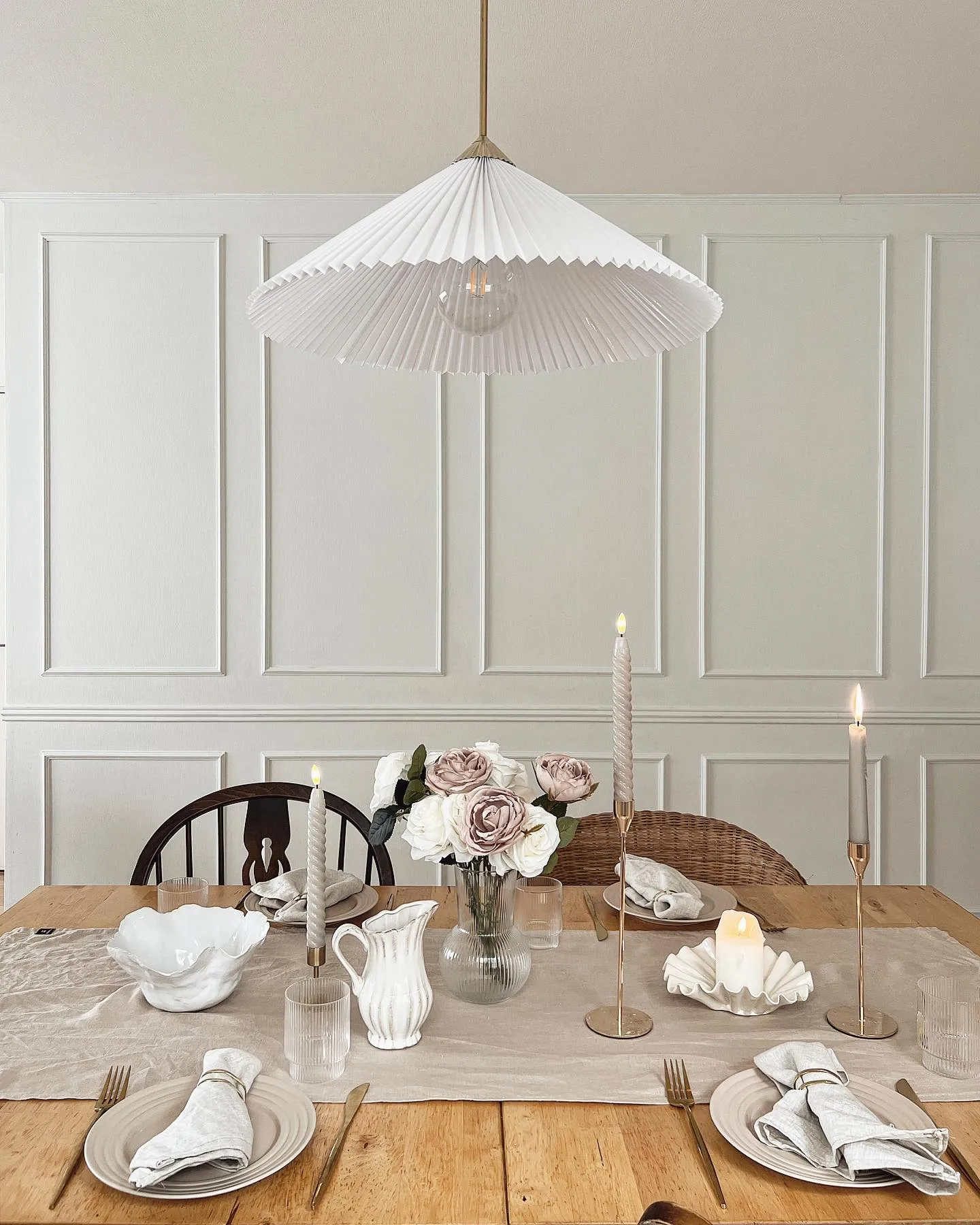 旋转花纹LED蜡烛25 cm 两件套装, 米色 Scandi Essentials