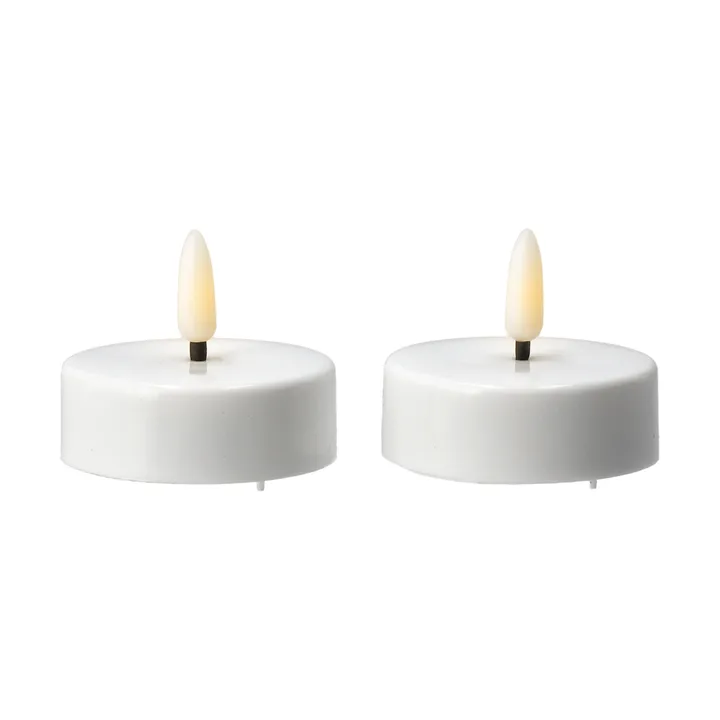 明亮LED茶蜡Ø5.8cm 2件装 - 白色 - Scandi Essentials