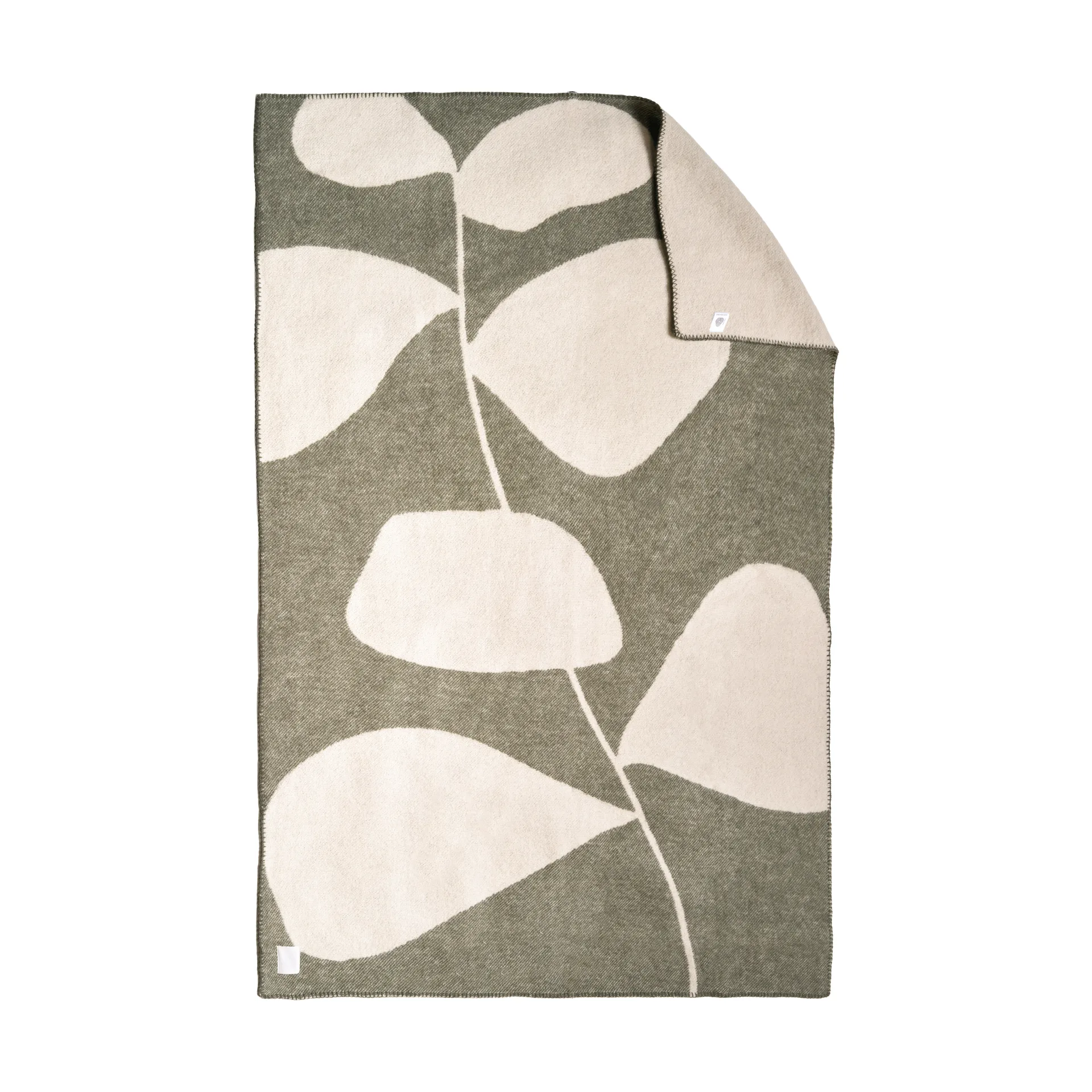 树叶羊毛装饰毯130x180cm, 卡其绿 Scandi Living
