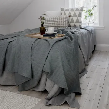 和服款床盖139x260cm - 灰石油蓝 - Scandi Living