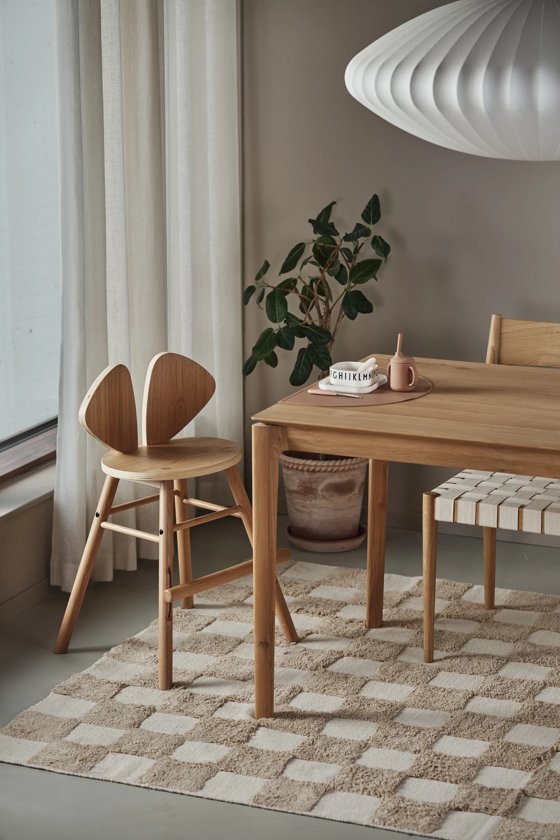 格纹游戏地毯 170x240cm, 榛子色 Scandi Living