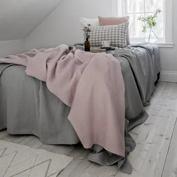 和服款床盖260x260cm - 灰玫瑰粉 - Scandi Living