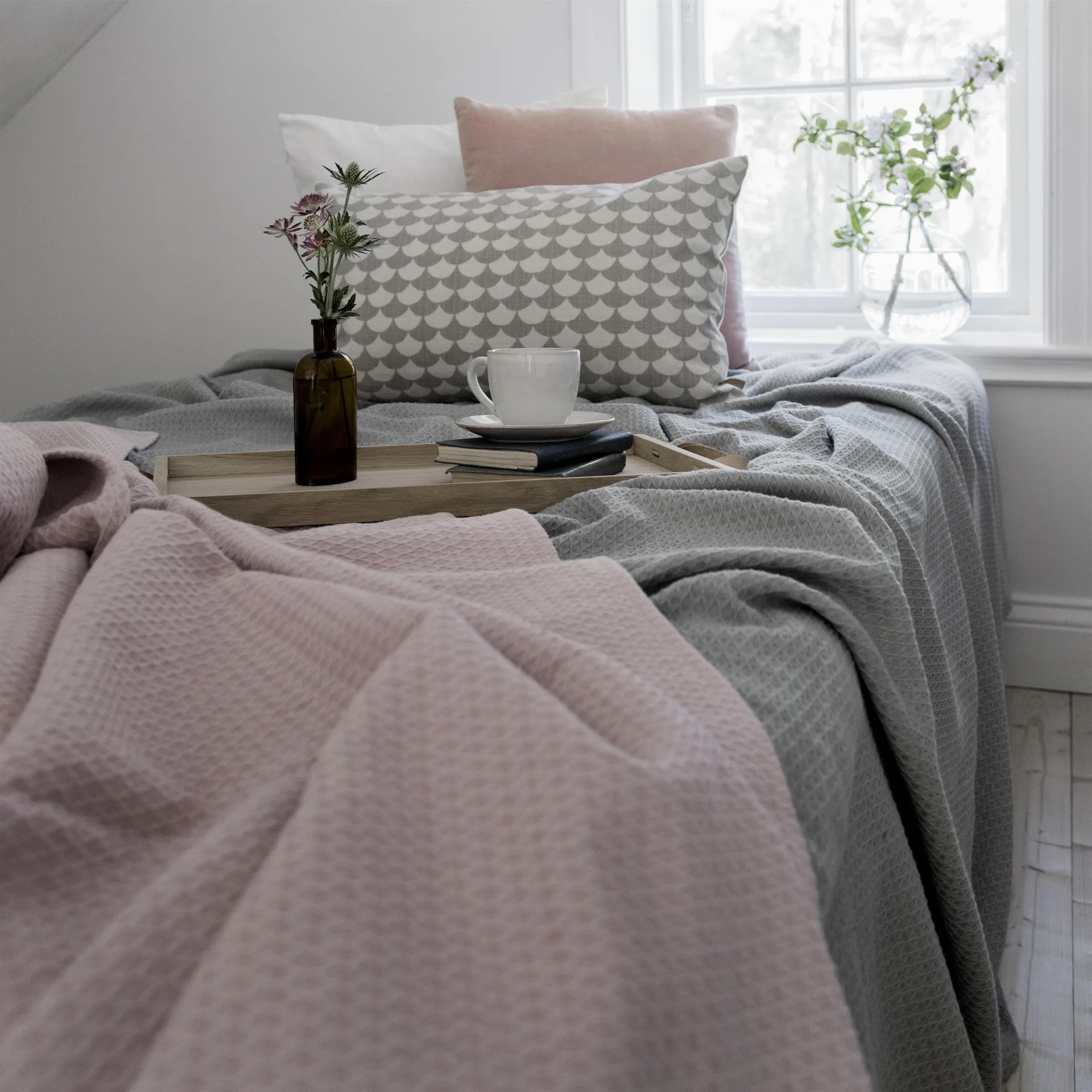 和服款床盖260x260cm, 灰玫瑰粉 Scandi Living