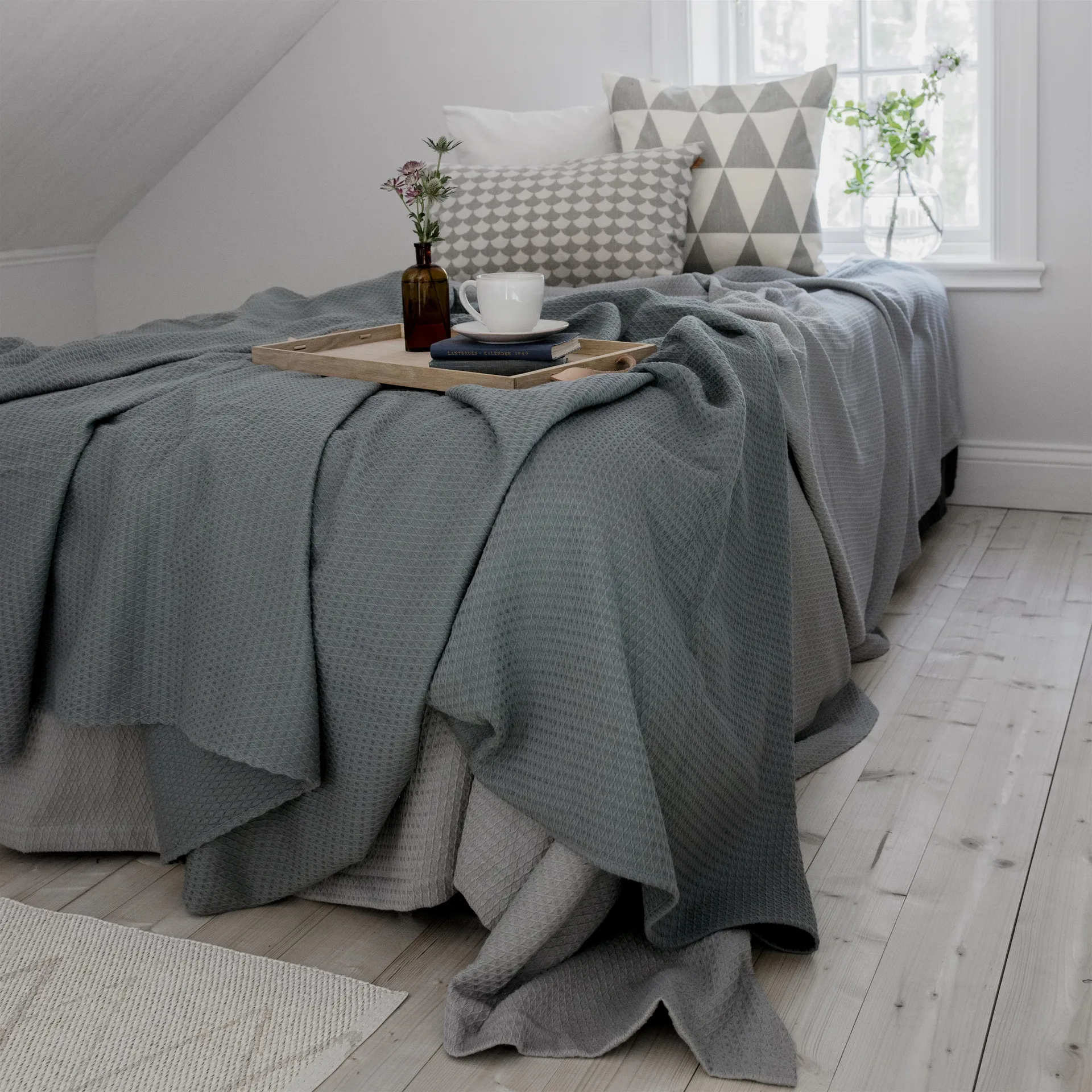 和服款床盖260x260cm, 灰汽油蓝 Scandi Living