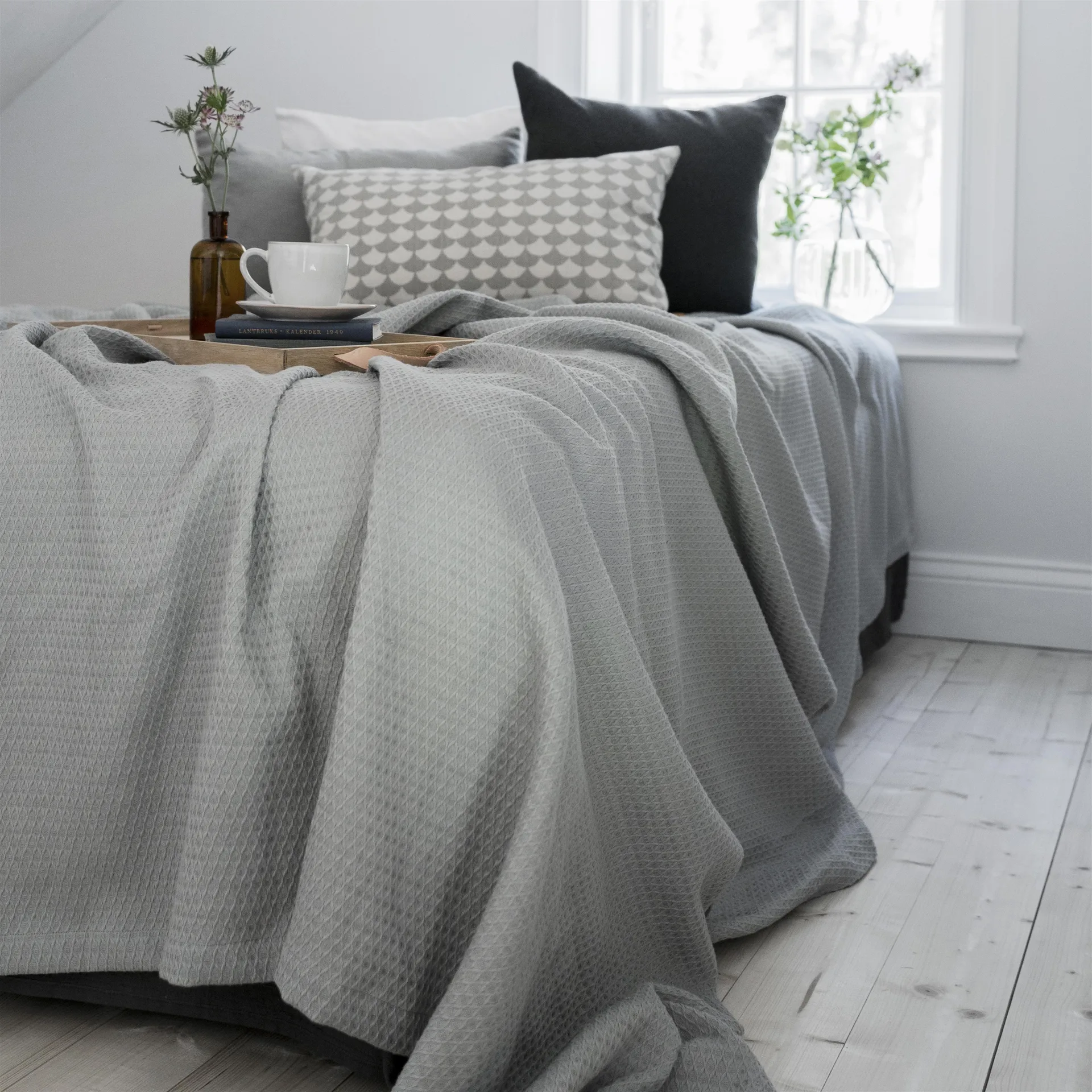 和服款床盖260x260cm, 水泥灰 Scandi Living