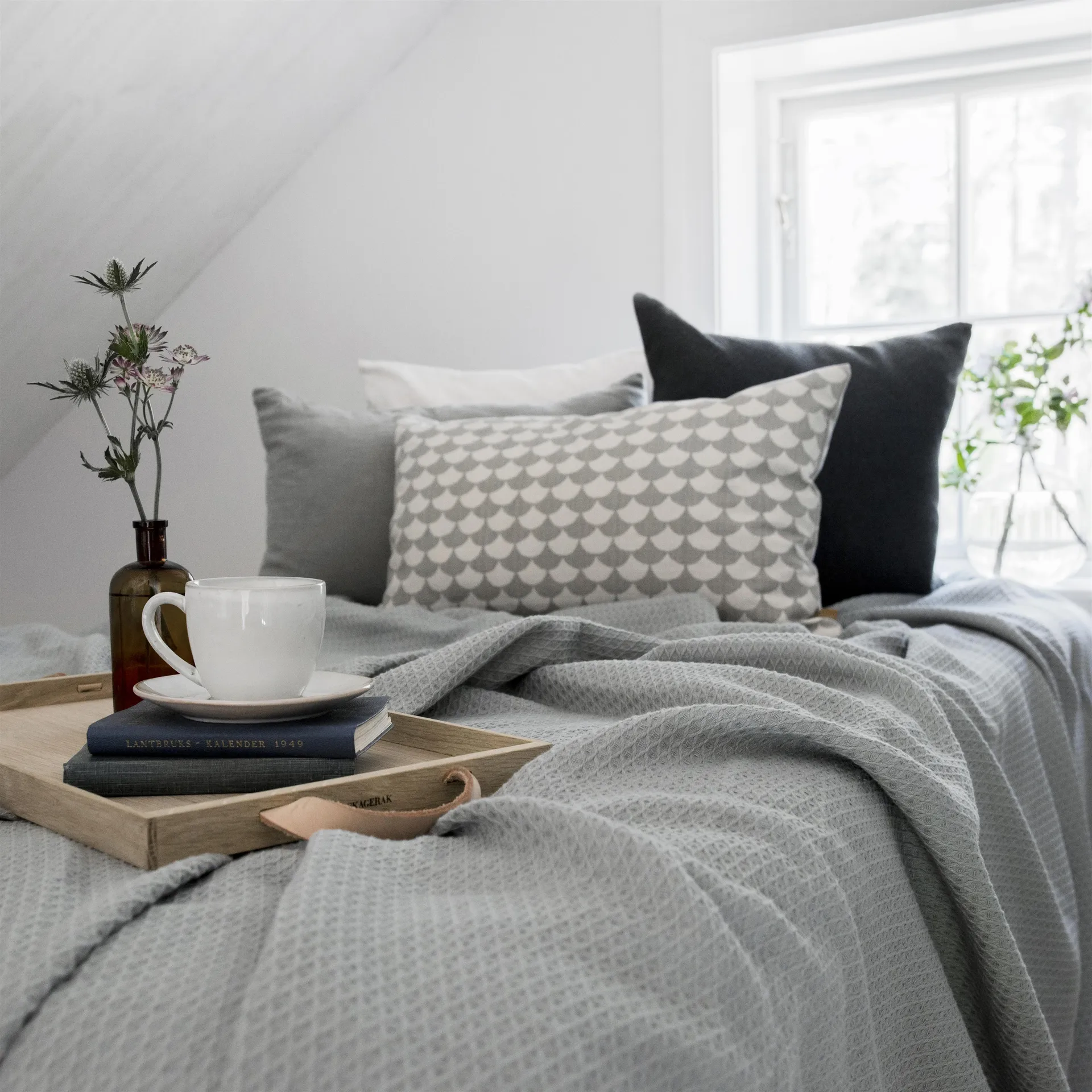 和服款床盖260x260cm, 水泥灰 Scandi Living