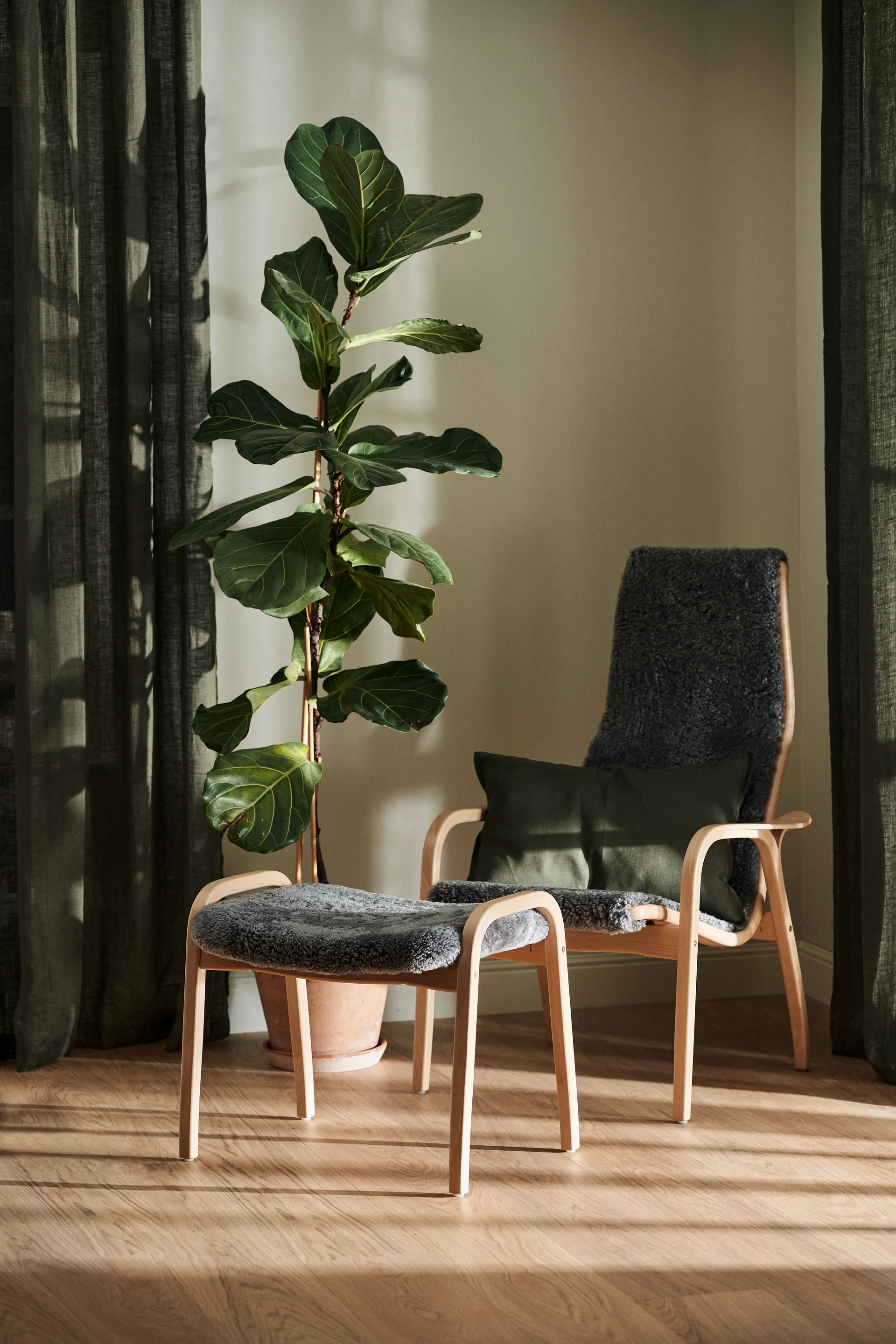 宁静亚麻枕套40x60cm, 森林绿 Scandi Living