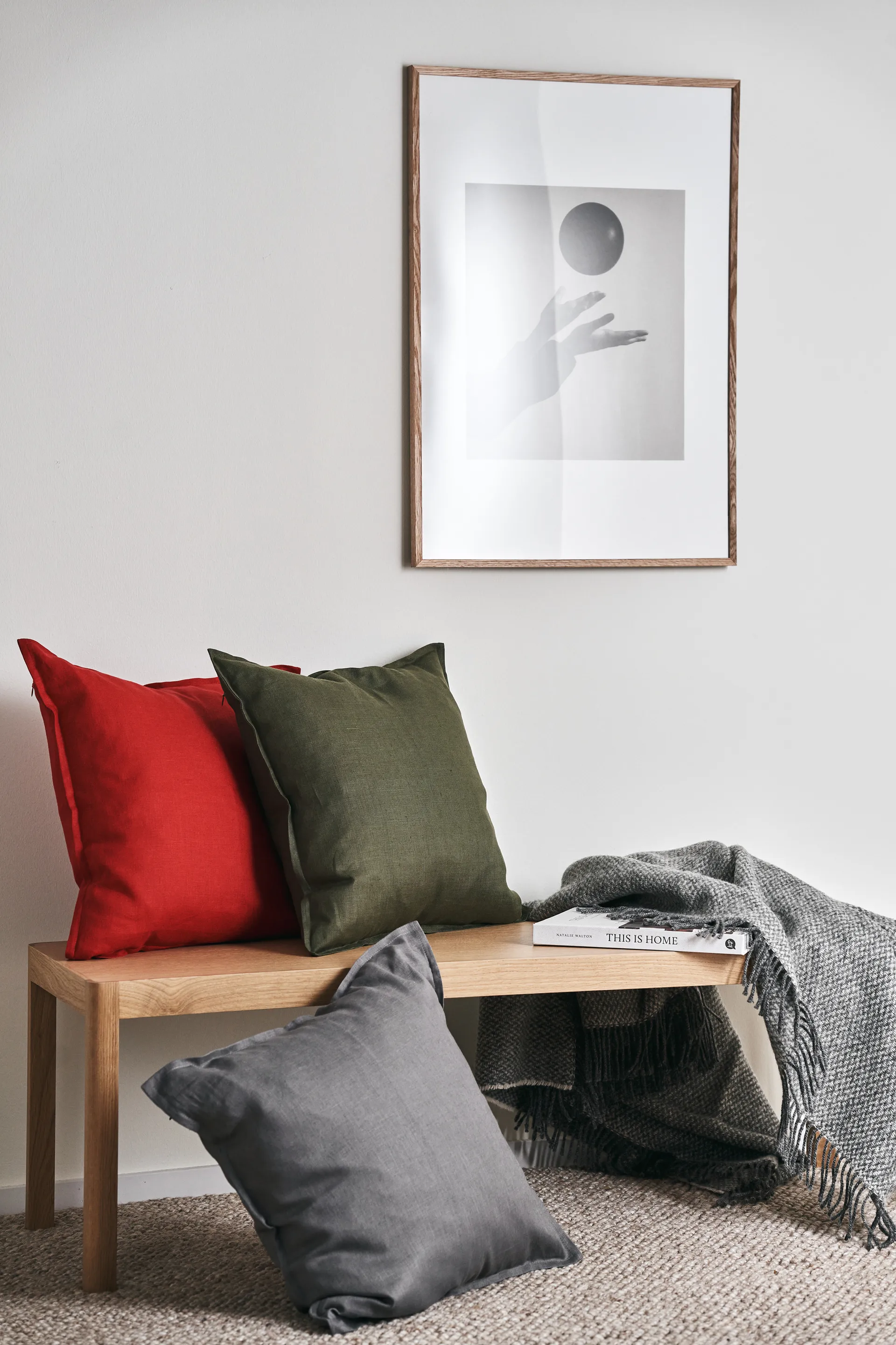宁静亚麻枕套50x50cm, 红色 Scandi Living