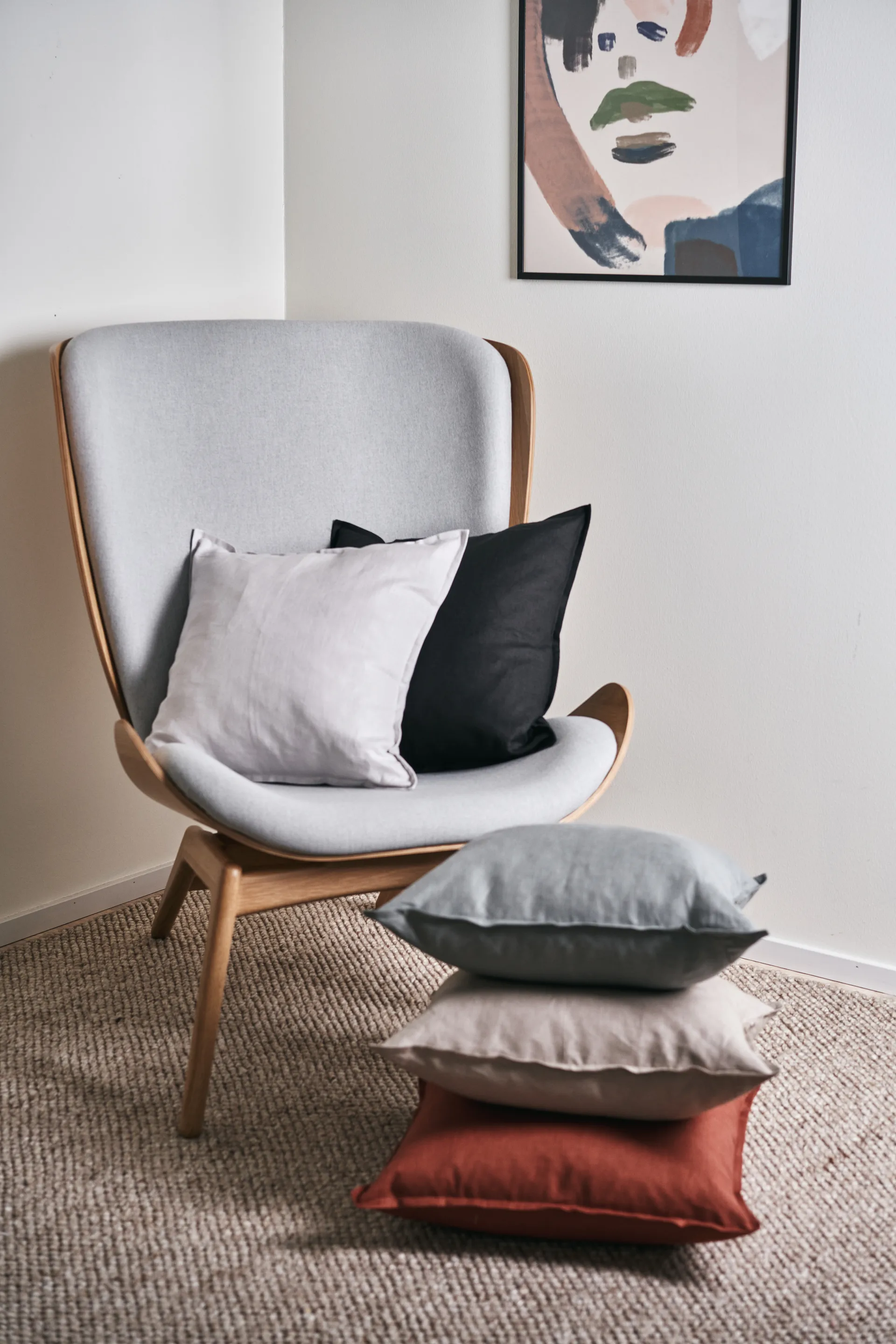 宁静亚麻枕套50x50cm, 炭黑色 Scandi Living