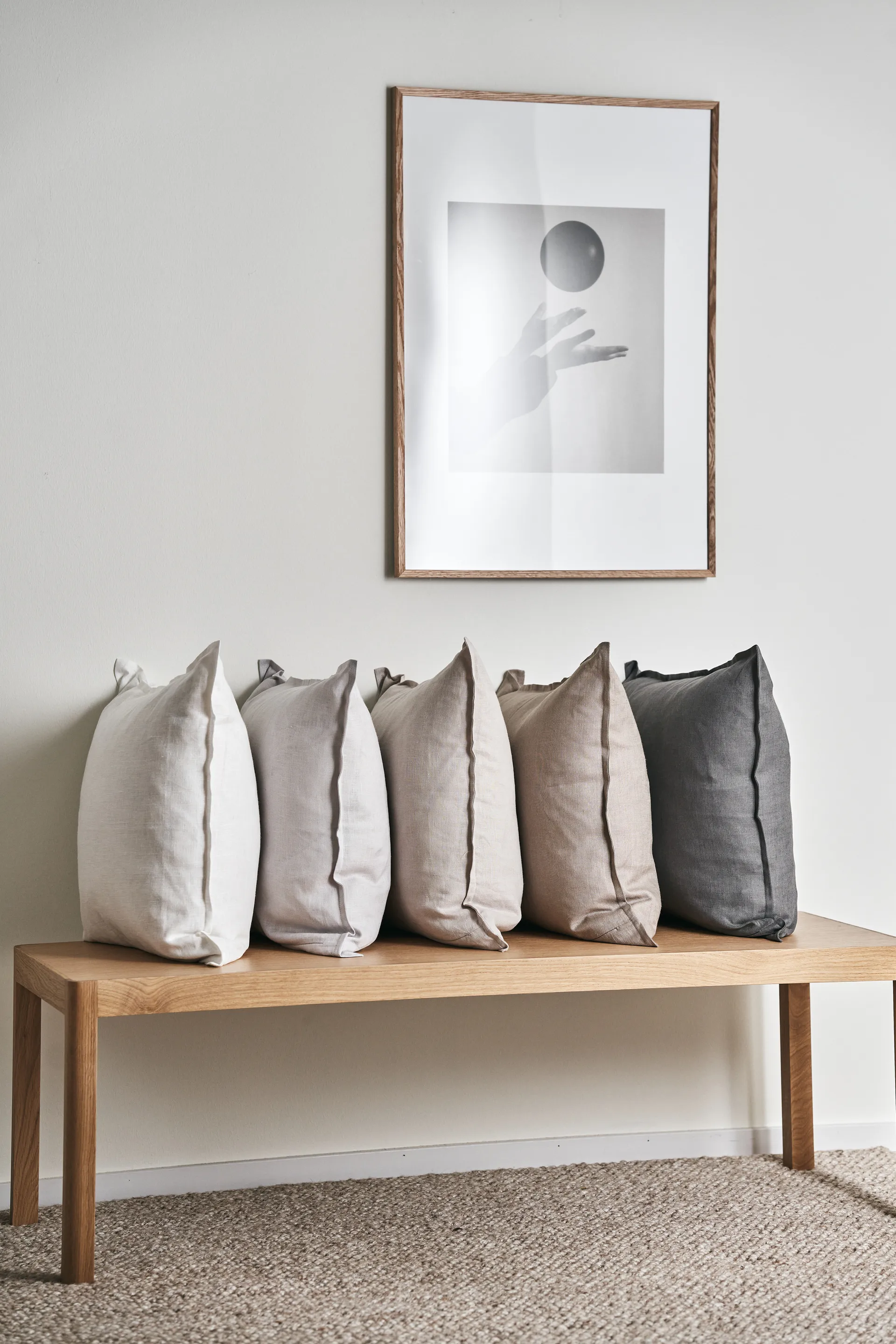 宁静亚麻枕套50x50cm, 灰米色 Scandi Living