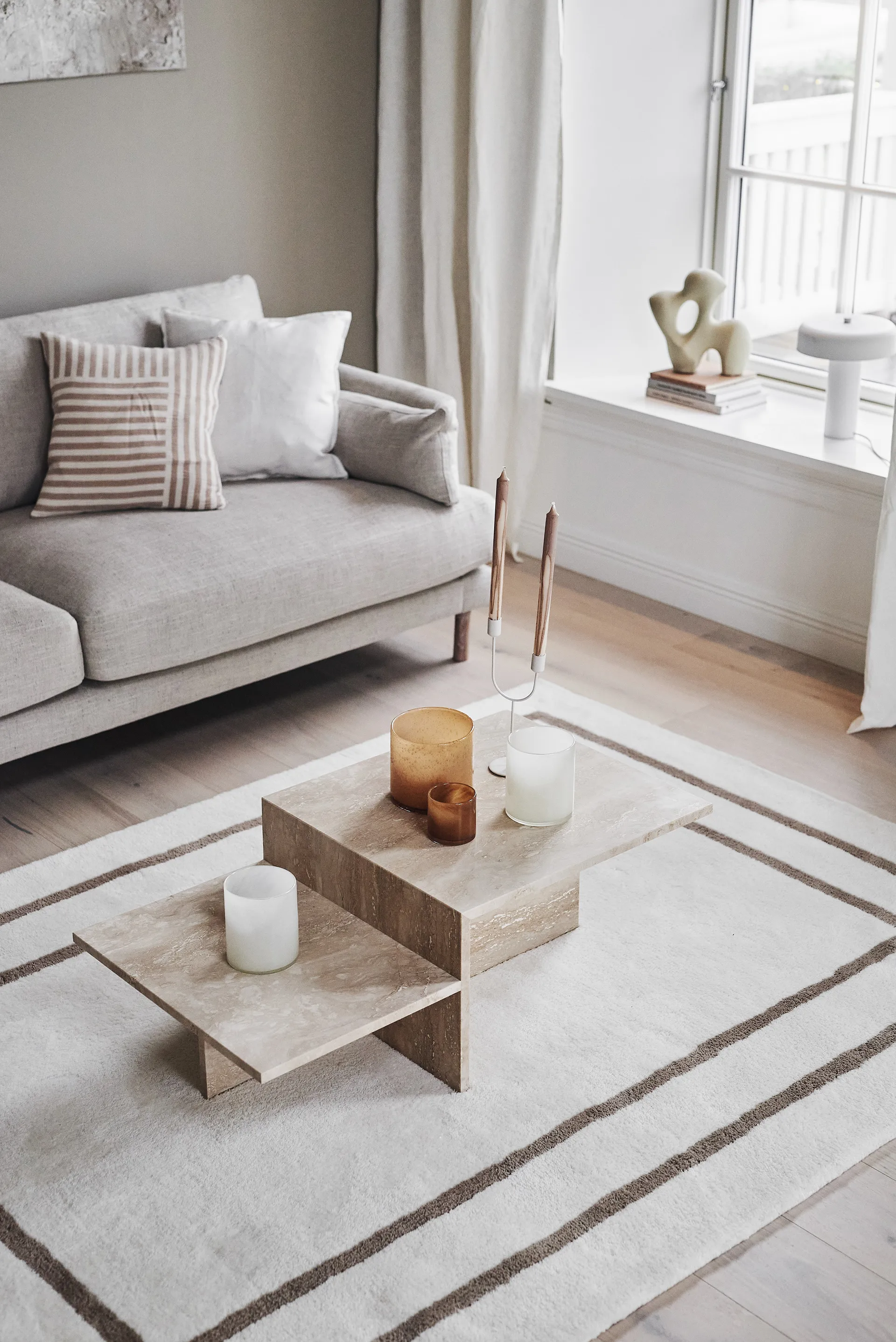 Borders 羊毛地毯, 白色-米色 170x240 cm Scandi Living