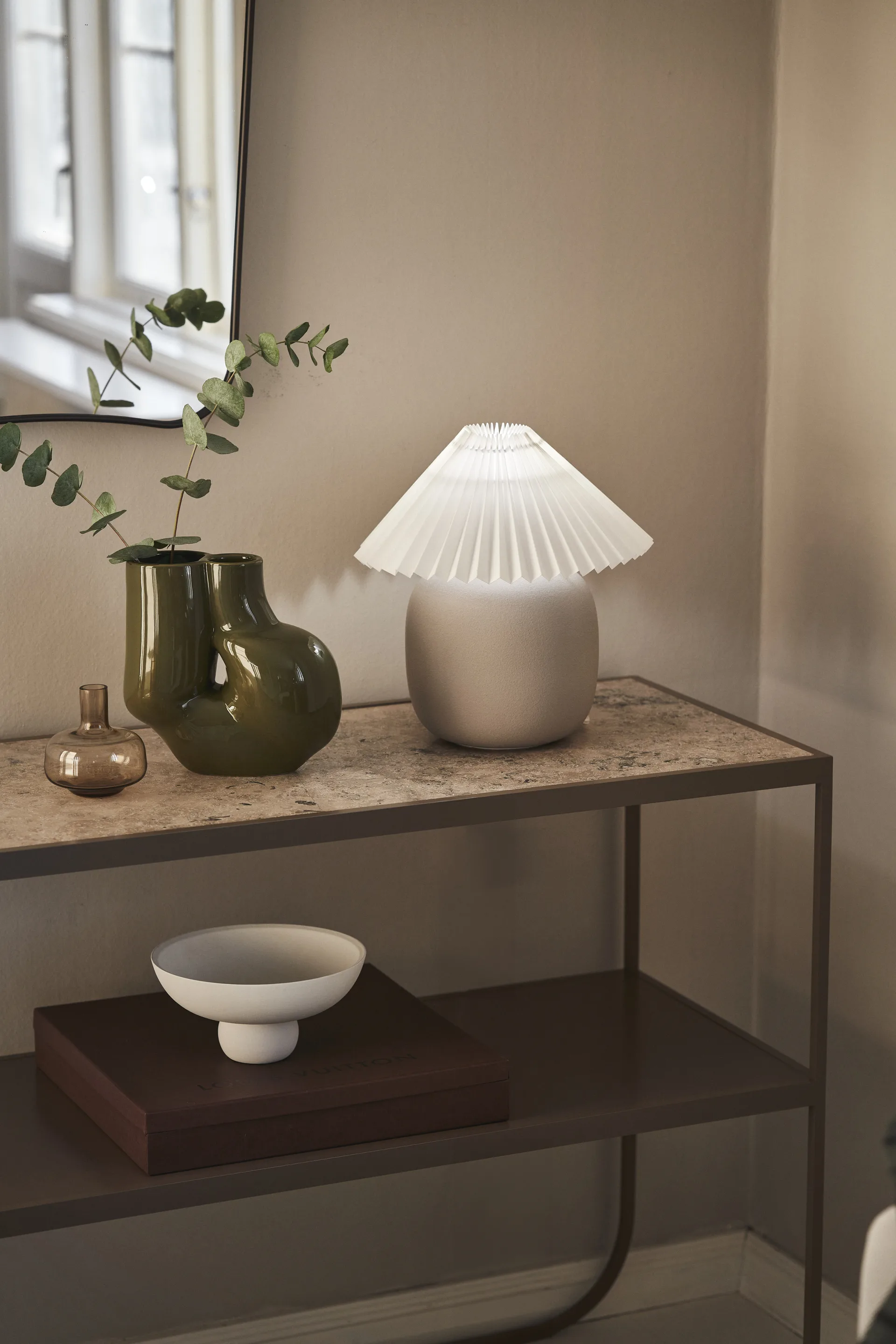 Boulder 台灯 29 cm grey-pleated white,  Scandi Living