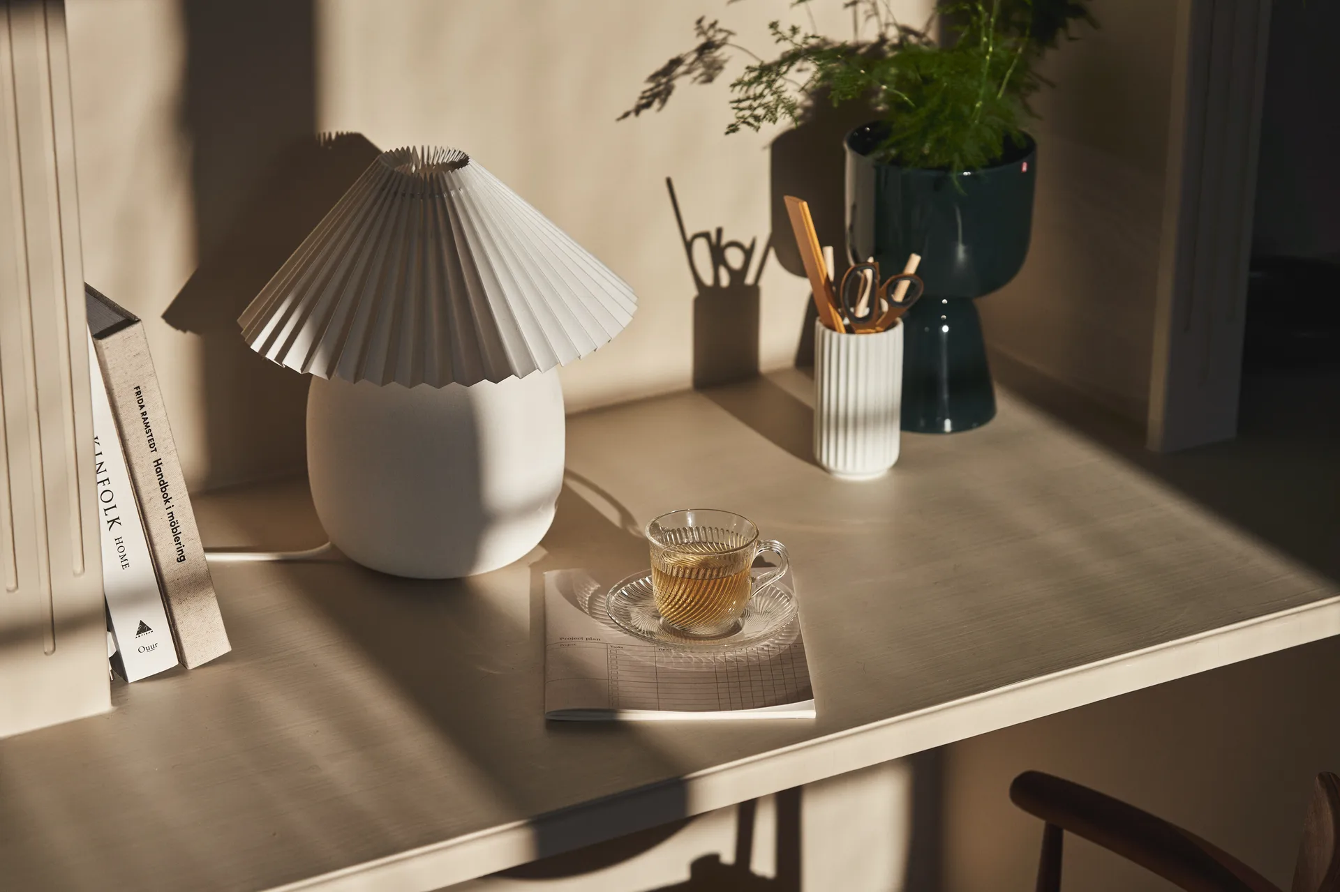 Boulder 台灯 29 cm white-pleated white,  Scandi Living