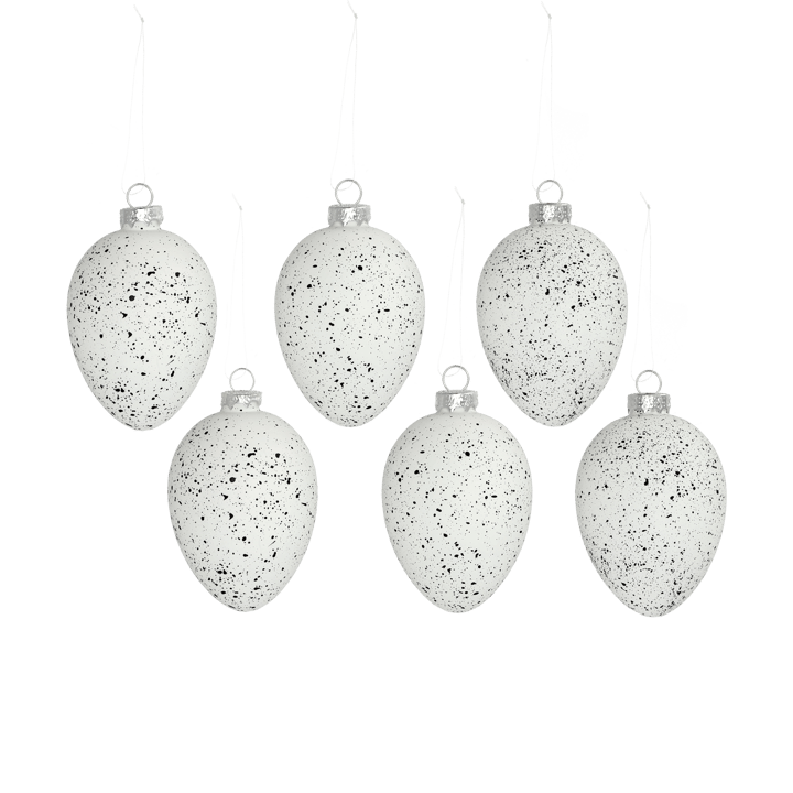 Brooding 玻璃 装饰彩蛋 8 cm 六件套装 - 白色 - Scandi Living