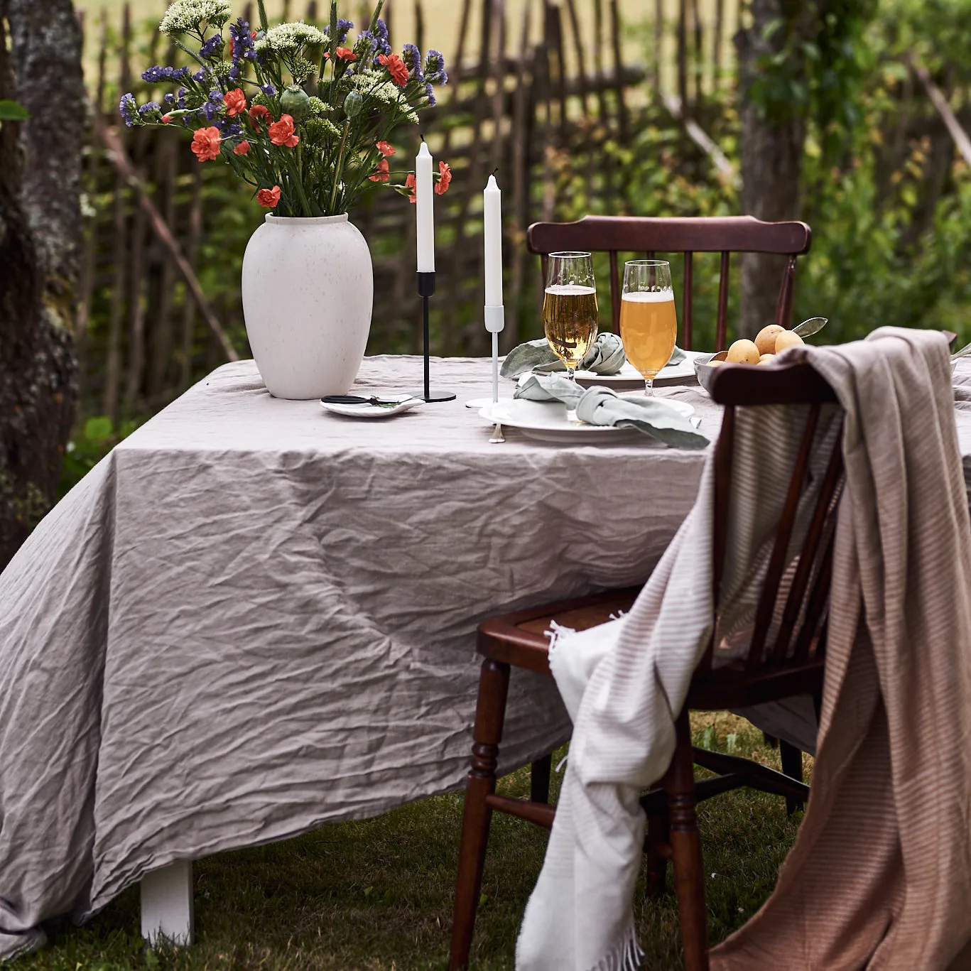 Clean linen table cloth 145x350 cm, 冰灰色 Scandi Living