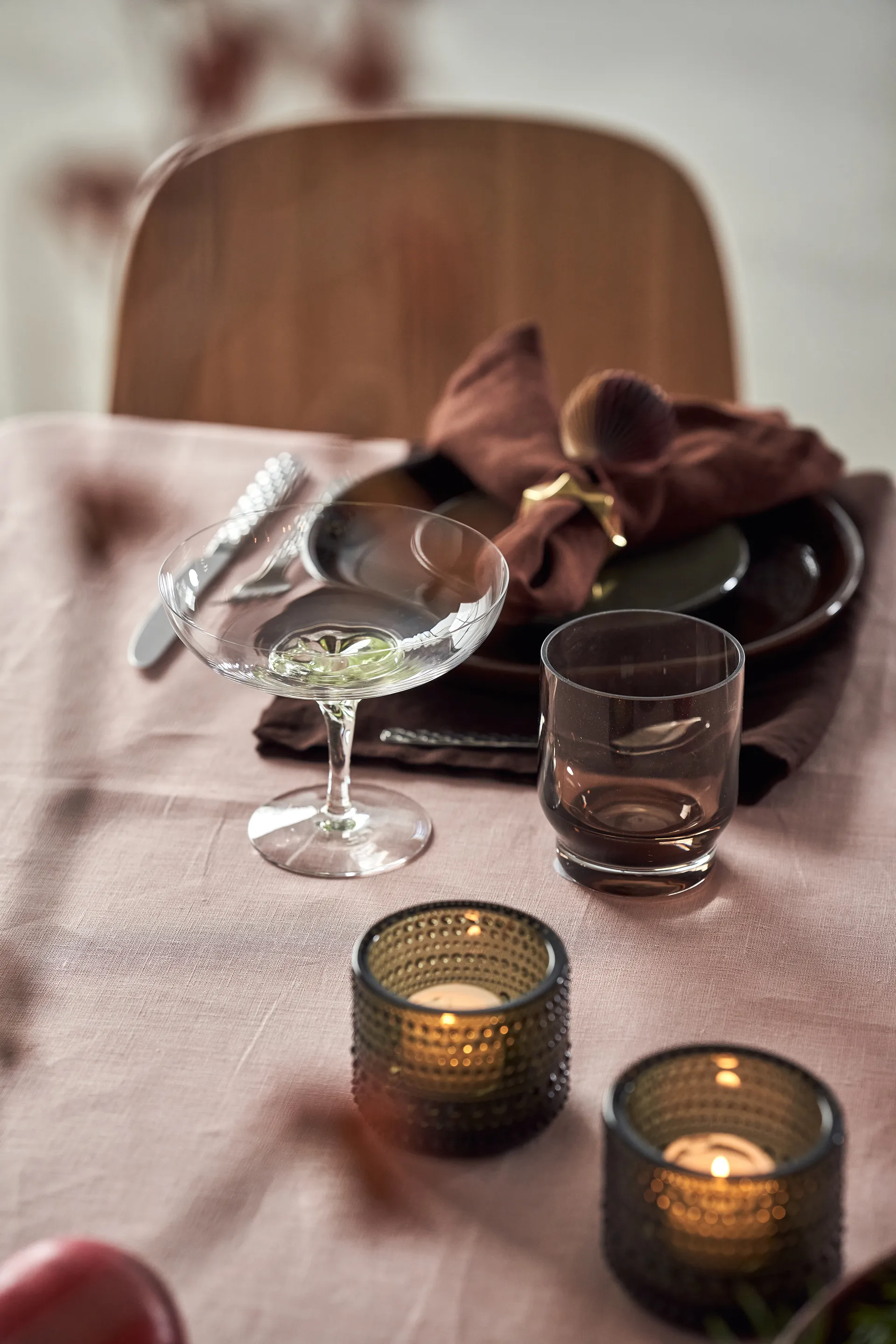 Clean linen table cloth 145x350 cm, 灰粉色 Scandi Living