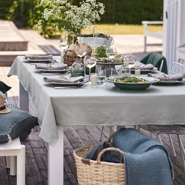 Clean linen table cloth 145x350 cm - 灰绿色 - Scandi Living
