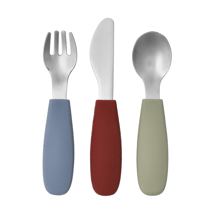 Dine 刀叉勺 套装 silicone 3件 - 绿色-蓝色 - Scandi Living