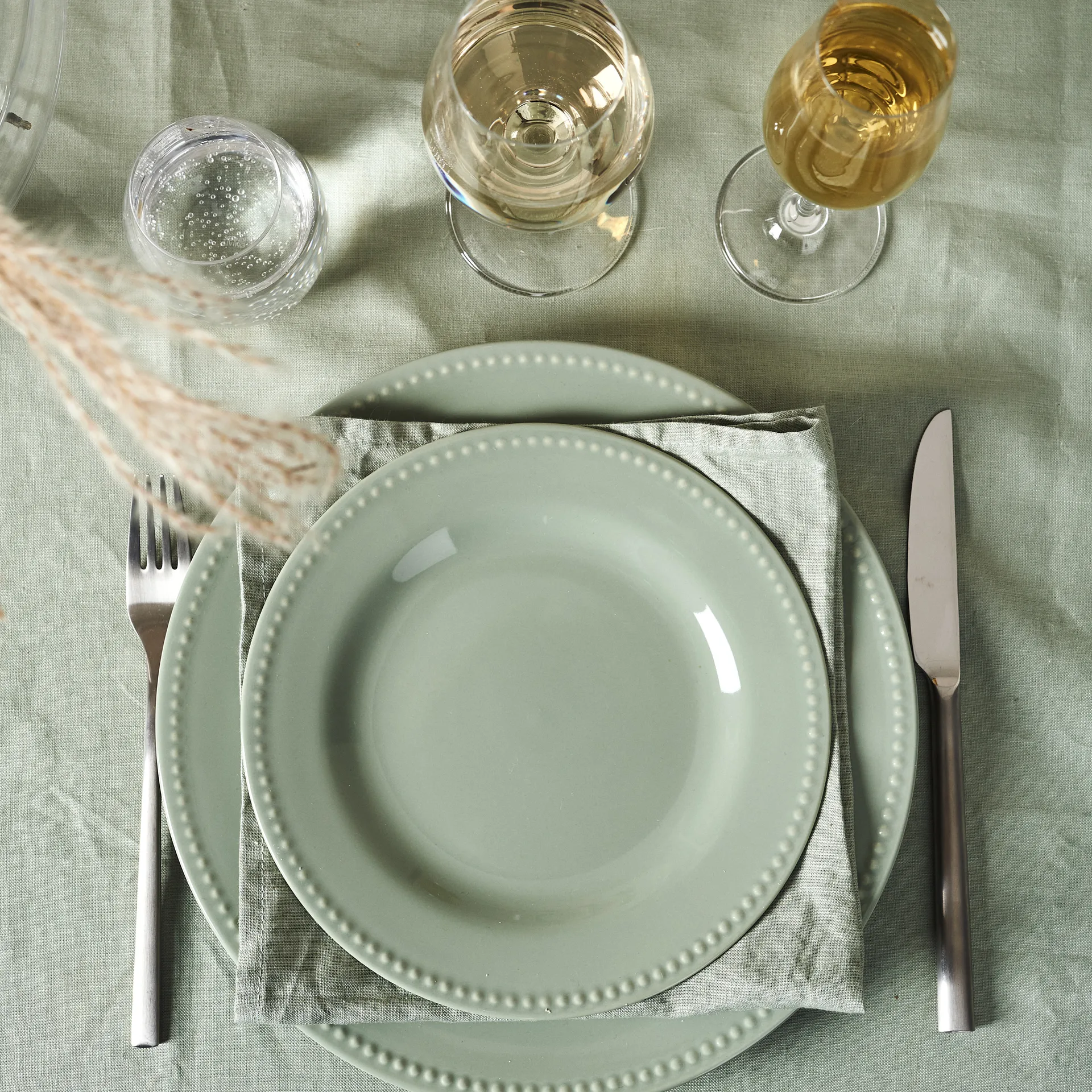 Dots 浮雕圆点 系列餐具 大号平盘_28cm_四件套装 , 绿色 Scandi Living