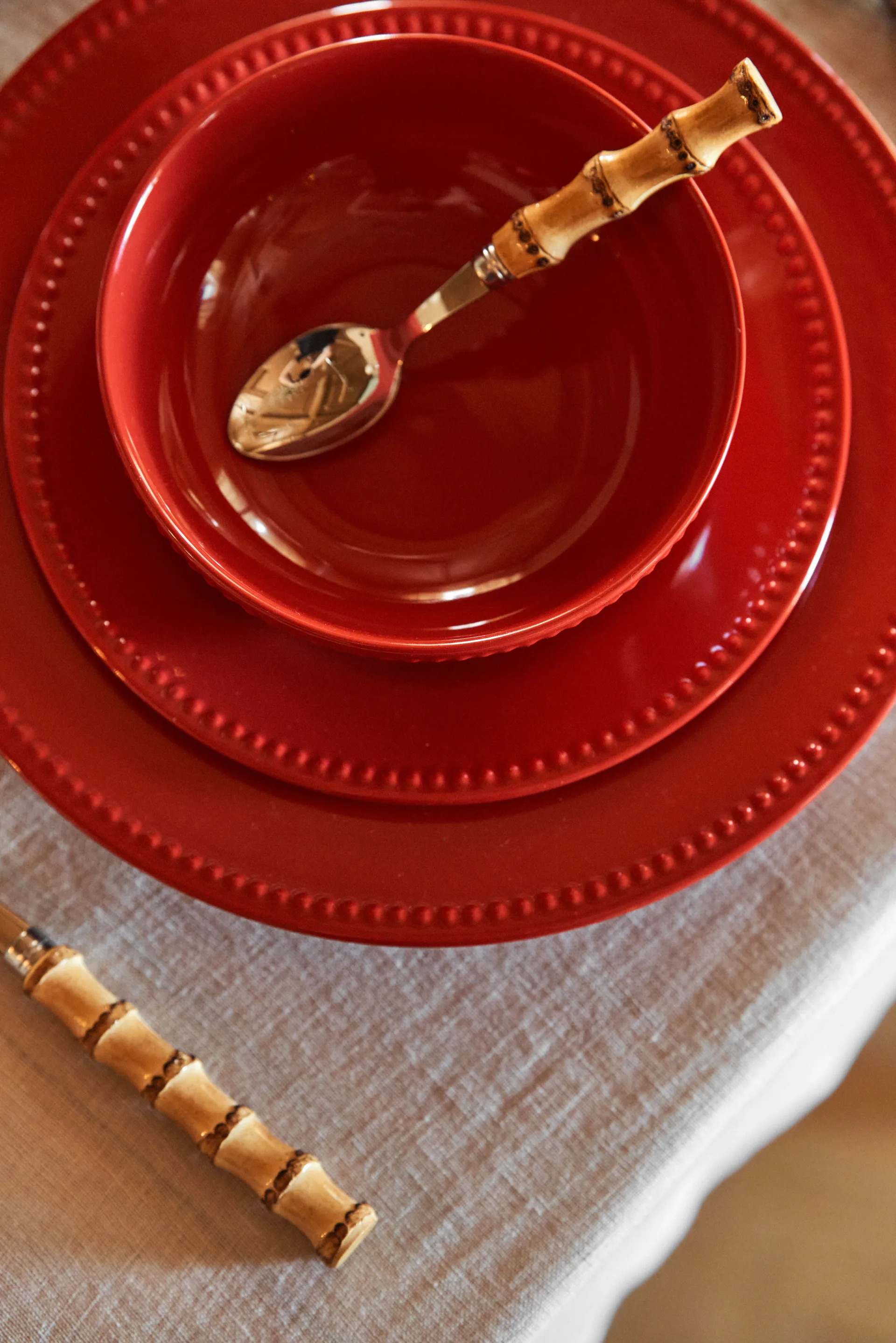 Dots 浮雕圆点 系列餐具 早餐碗_600ml_四件套装 , 红色 Scandi Living