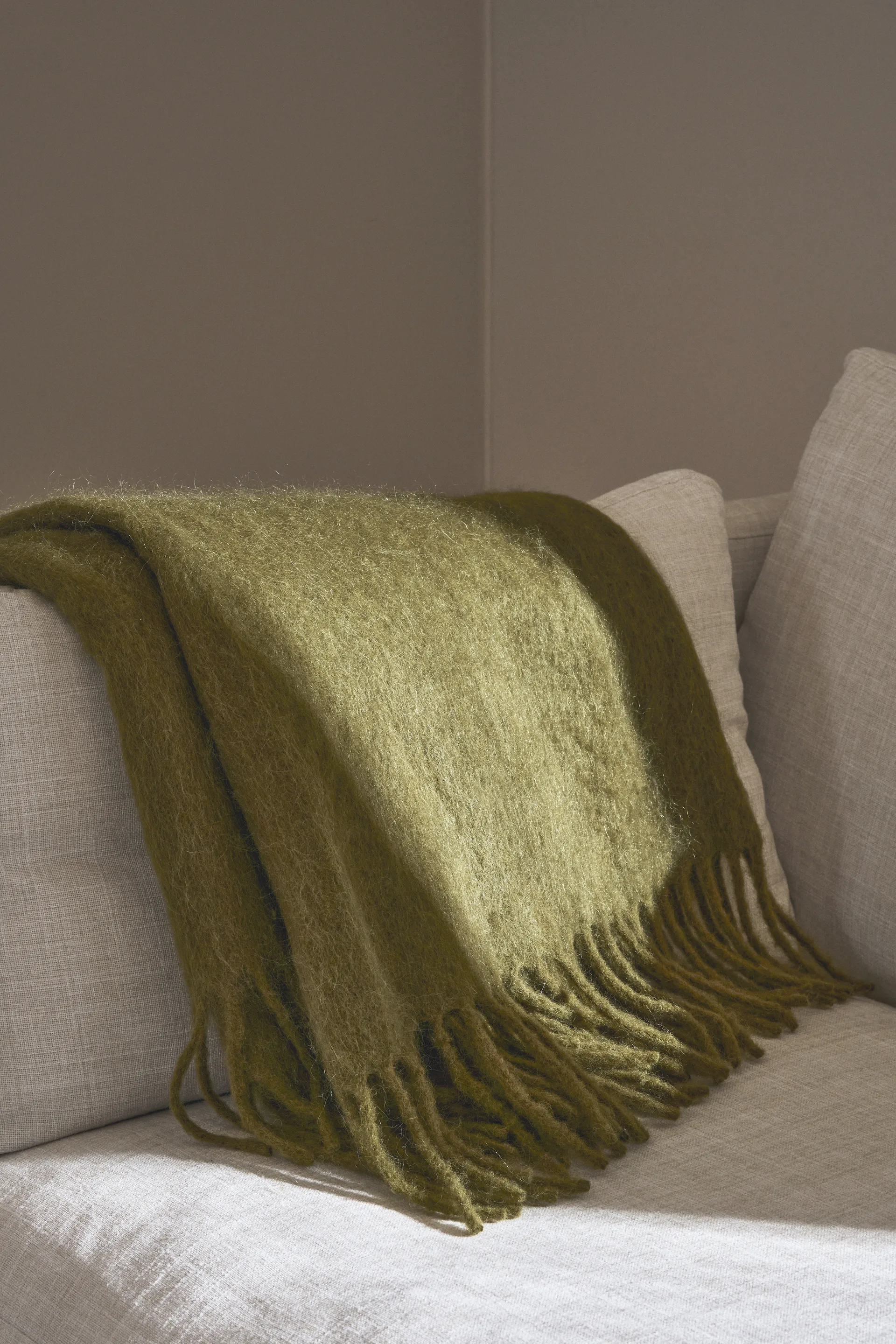 Dune mohair 沙丘系列毛毯 130x170 cm, 橄榄色 Scandi Living
