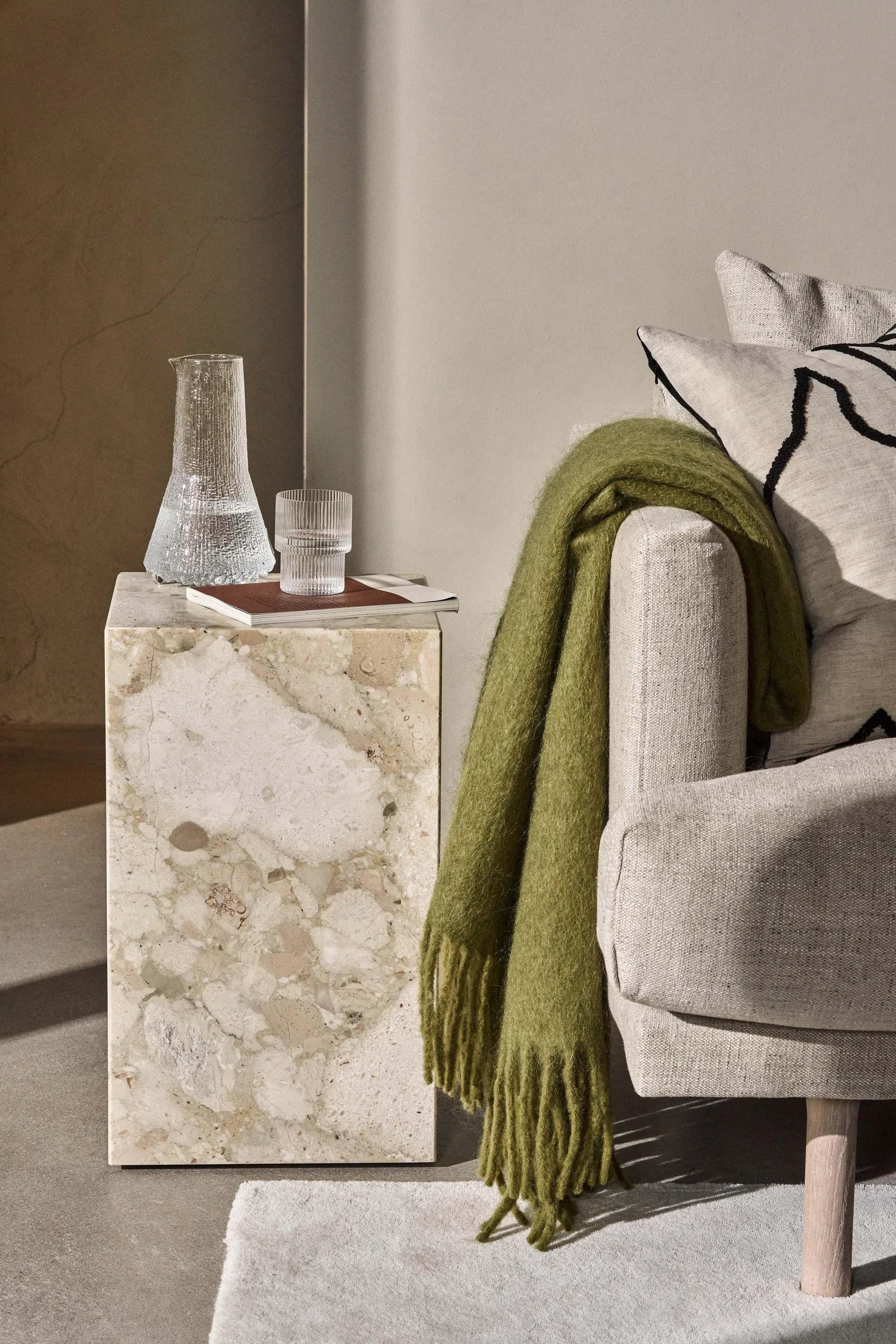 Dune mohair 沙丘系列毛毯 130x170 cm, 橄榄色 Scandi Living