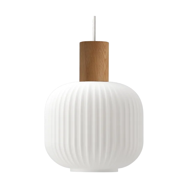 Fair 岑白 吊灯 Ø20cm - 磨砂玻璃_浅木色 - Scandi Living
