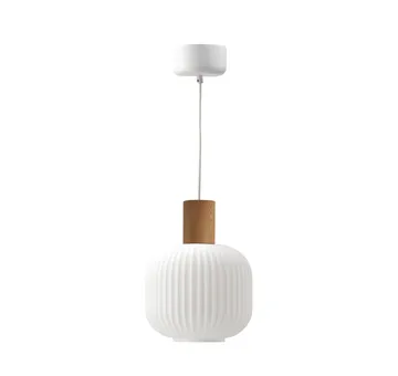 Fair 岑白 吊灯 Ø20cm - 磨砂玻璃_浅木色 - Scandi Living