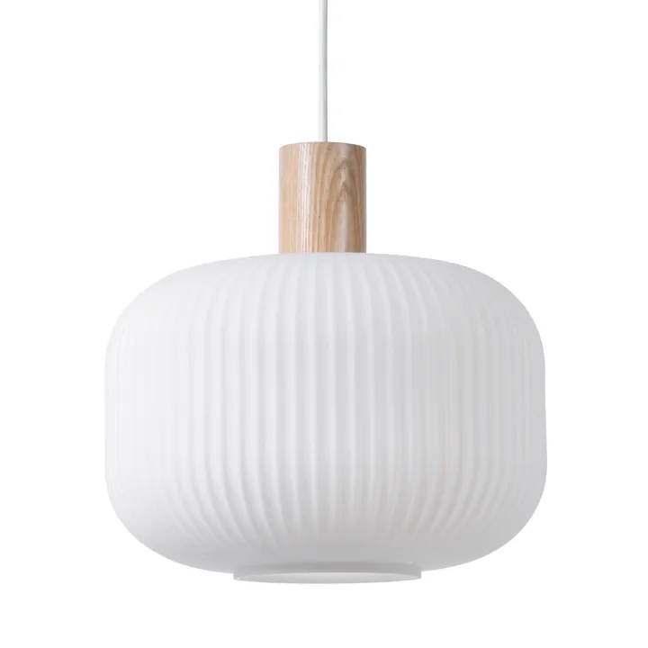 Fair 岑白 吊灯 Ø30 cm - 磨砂玻璃_浅木色 - Scandi Living