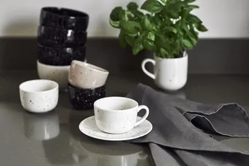 Freckle小雀斑 杯子和碟子 260ml - 白色 - Scandi Living