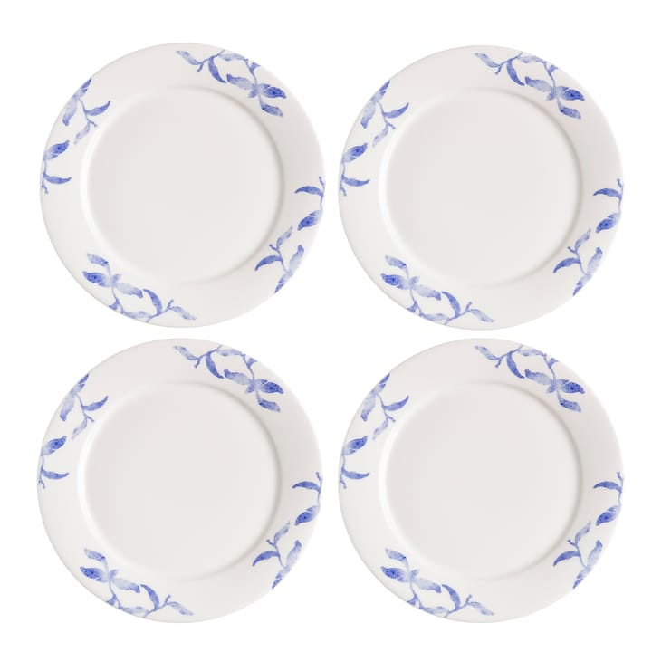 海蓝草 Havspil  北欧设计瓷器套装 21cm 平盘四件套装 - 蓝色-白色 - Scandi Living