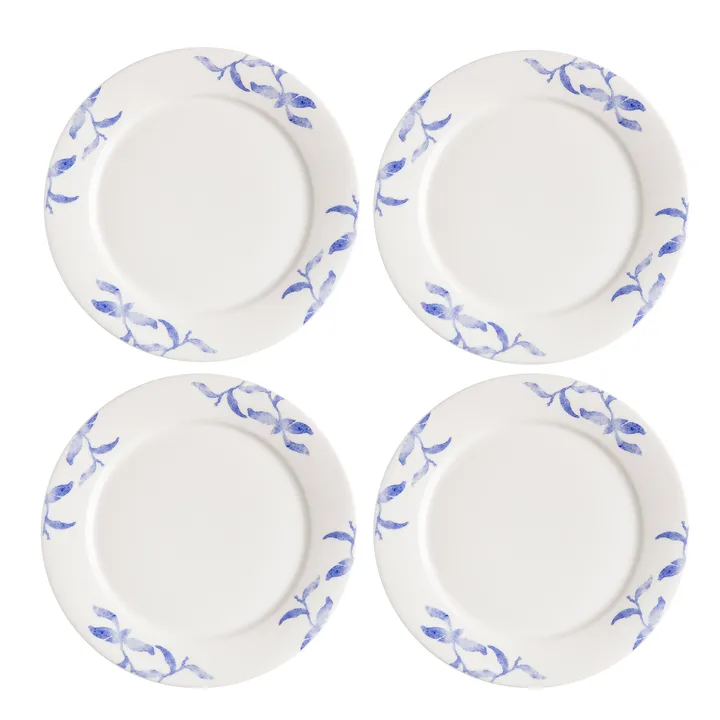 海蓝草 Havspil  北欧设计瓷器套装 21cm 平盘四件套装 - 蓝白色 - Scandi Living