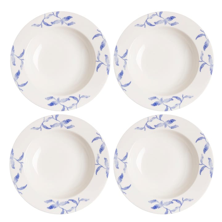 海蓝草 Havspil  北欧设计瓷器套装 23cm 深盘四件套装 - 蓝色-白色 - Scandi Living