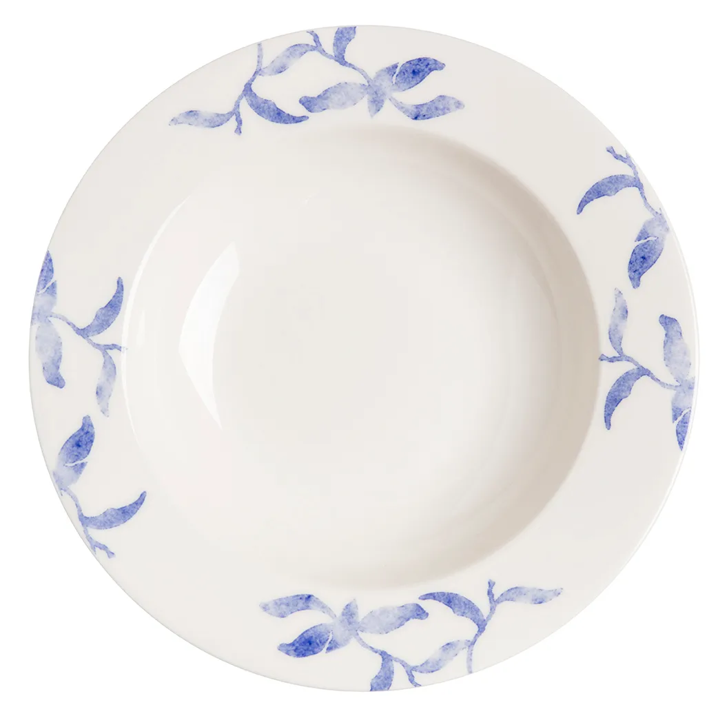 海蓝草 Havspil  北欧设计瓷器套装 23cm 深盘四件套装, 蓝白色 Scandi Living