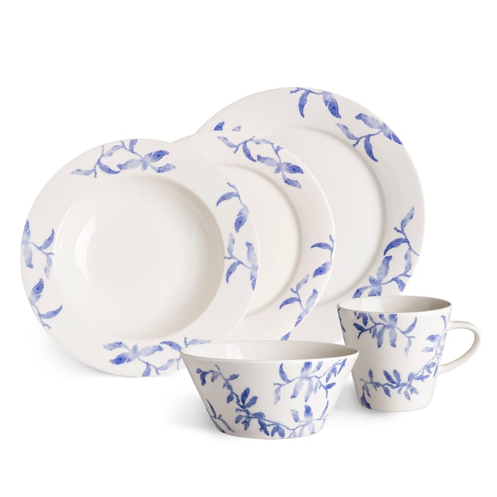 海蓝草 Havspil  北欧设计瓷器套装 28cm 平盘四件套装, 蓝色-白色 Scandi Living